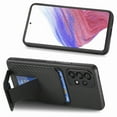 thumbnail image 4 of Magnetic Carbon Fiber Case for Samsung Galaxy A32 5G with Holder Kickstand, Fiber Texture Wallet Phone Case with Card Holder Durable Military Grade Protection Cover for Galaxy A32 5G, Black, 4 of 10