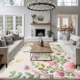 thumbnail image 3 of 5'x7' Area Rugs for Living Room Bedroom, Pink Purple Flower Washable Rug Carpet Runner Indoor Outdoor, Spring Farmhouse Country Floral Leaf Non Slip Floor Mats Area Rug for Kitchen, Nursery, 3 of 8