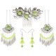 thumbnail image 2 of 1 juego Vintage Girl Lady Tassel Flower en forma de U horquilla pendientes colgantes Verde claro Hugo Pinza de pelo chino antiguo, 2 of 9