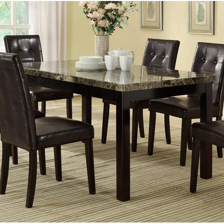 Poundex F2093 Espresso Finish Dining Room Table With Faux Marble