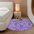 thumbnail image 4 of Round Rug 5ft Area Rug, Paisley Floral Vintage Ethnic Area Rugs for Living Room Bedroom, Abstract Geometric Purple Floor Mat Non-Slip Non-Shedding Carpet Indoor Accent Rugs, 4 of 9