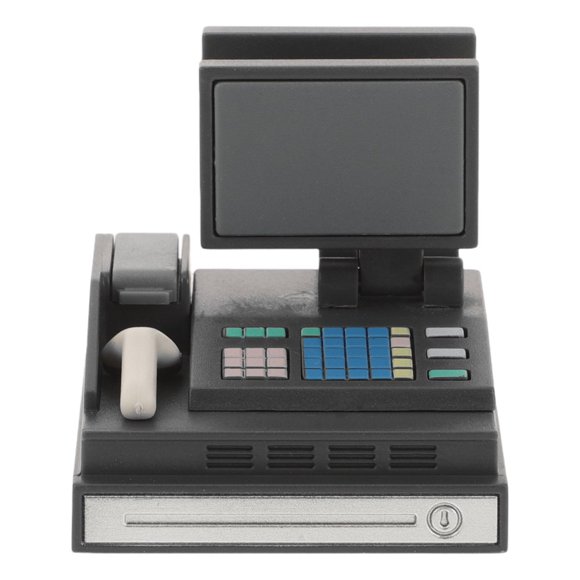QUTETNKids Toy Cash Register Emulation Cash Register Supermarket Role Play Miniature Toy Doll House Cash Register Model Layout Prop