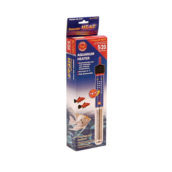 PENN-PLAX Cascade Heat Aquarium Heater – Fully Submersible – Great for Freshwater and Saltwater Fish Tanks – 7.5” Length – 25 Watt