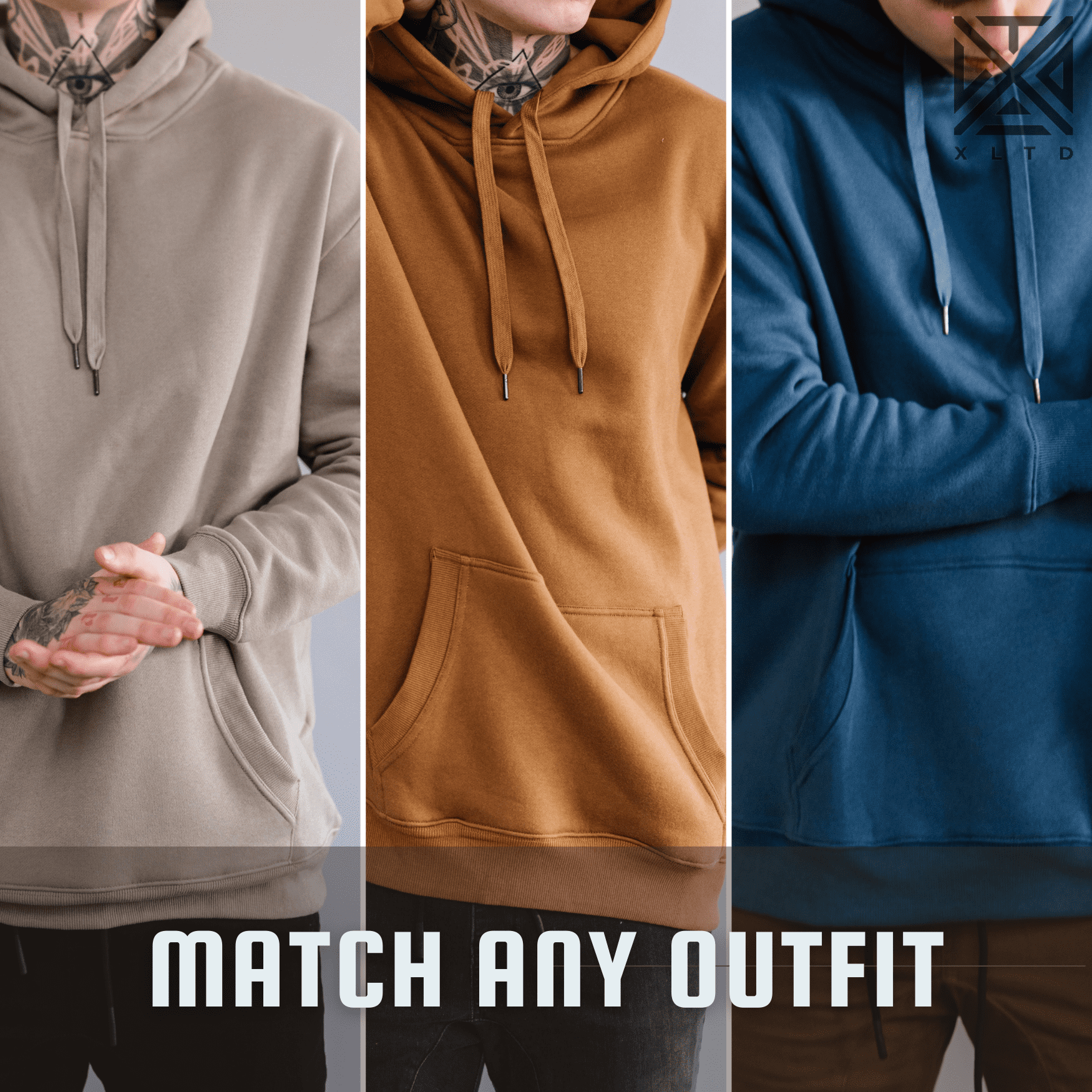 XLTD Men s Big Tall Pullover Chunky Hoodie Relaxed Drawstring