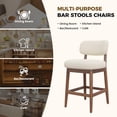 thumbnail image 4 of Hawsaiy Counter Height Bar Stools Set of 2, Mid Century Modern Boucle Barstools with Solid Wood Frame, Upholstered Kitchen Island Stools with Backrest & Footrest, White, 4 of 6