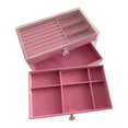 thumbnail image 1 of Hyasfey Jewelry Storage Box with 3 Layers Large Capacity Rounded Corners Velvet Interior Earrings Rings Organizer Storage Case, 1 of 7