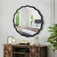 thumbnail image 2 of Hassch Rustic Round Wall Mirror, 31 Inch Black Wood Circle Mirror with Wavy Shaped, Farmhouse Decorative Mirror for Living Room, Bedroom, Kitchen, Entryway, 2 of 9