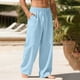 thumbnail image 1 of Ceisia Men's Linen Blend Loose Wide Leg Casual Pants with Elastic Drawstring Waist & Pockets Light Blue M Gifts, 1 of 4