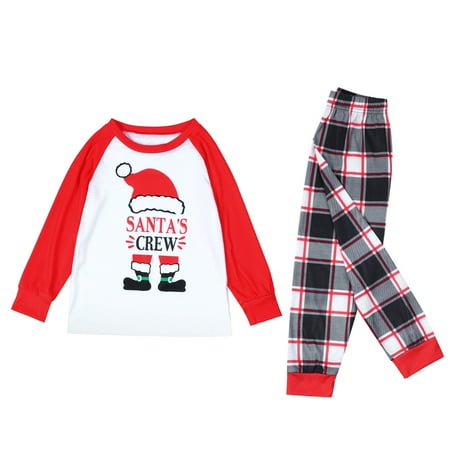 

Matching Family Pajamas Sets Christmas Santa鈥檚 Crew Letter Print Top And Plaid Pants Sleepwear For Kids Pajamas for Christmas Family of 5
