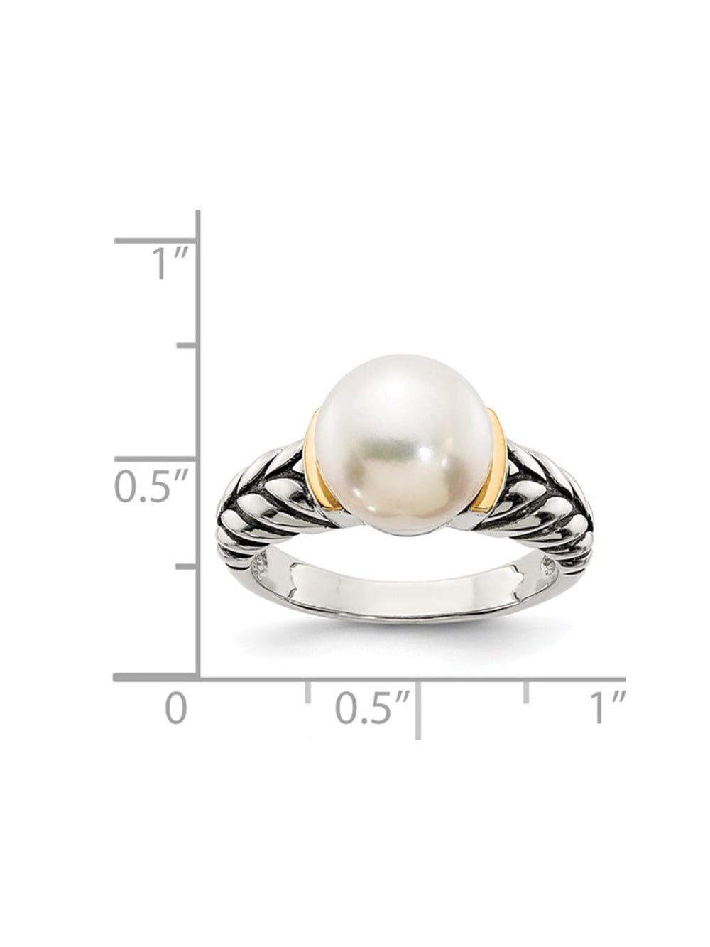 指輪・リング wing bling 14k chewers ribbon natural freshwater pearl ring 9.5-10mm Cultured Freshwater Pearl Ring in Sterling Silver