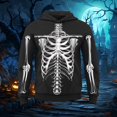 thumbnail image 2 of CUZIBR Boys Unisex Kids Halloween Skeleton Graphic Hoodie Front Sleeve Bone Print Long Sleeve Pullover Hooded Sweatshirt Holiday Party Casual Fall Tops,Black-B,3-4 Years, 2 of 4