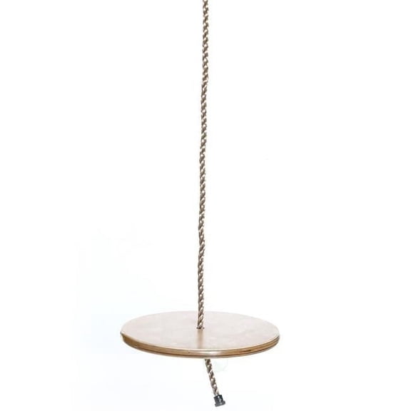 Wooden Round Disc Plate Swing Seat with Hanging Rope, Brown