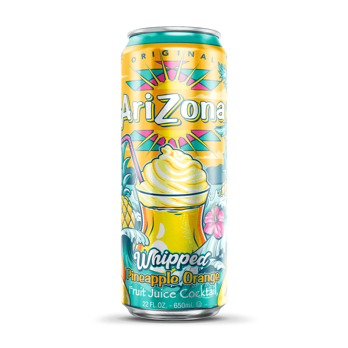 Arizona Whipped Pineapple Orange Fruit Juice, 22 fl oz Can, 24‑Pack