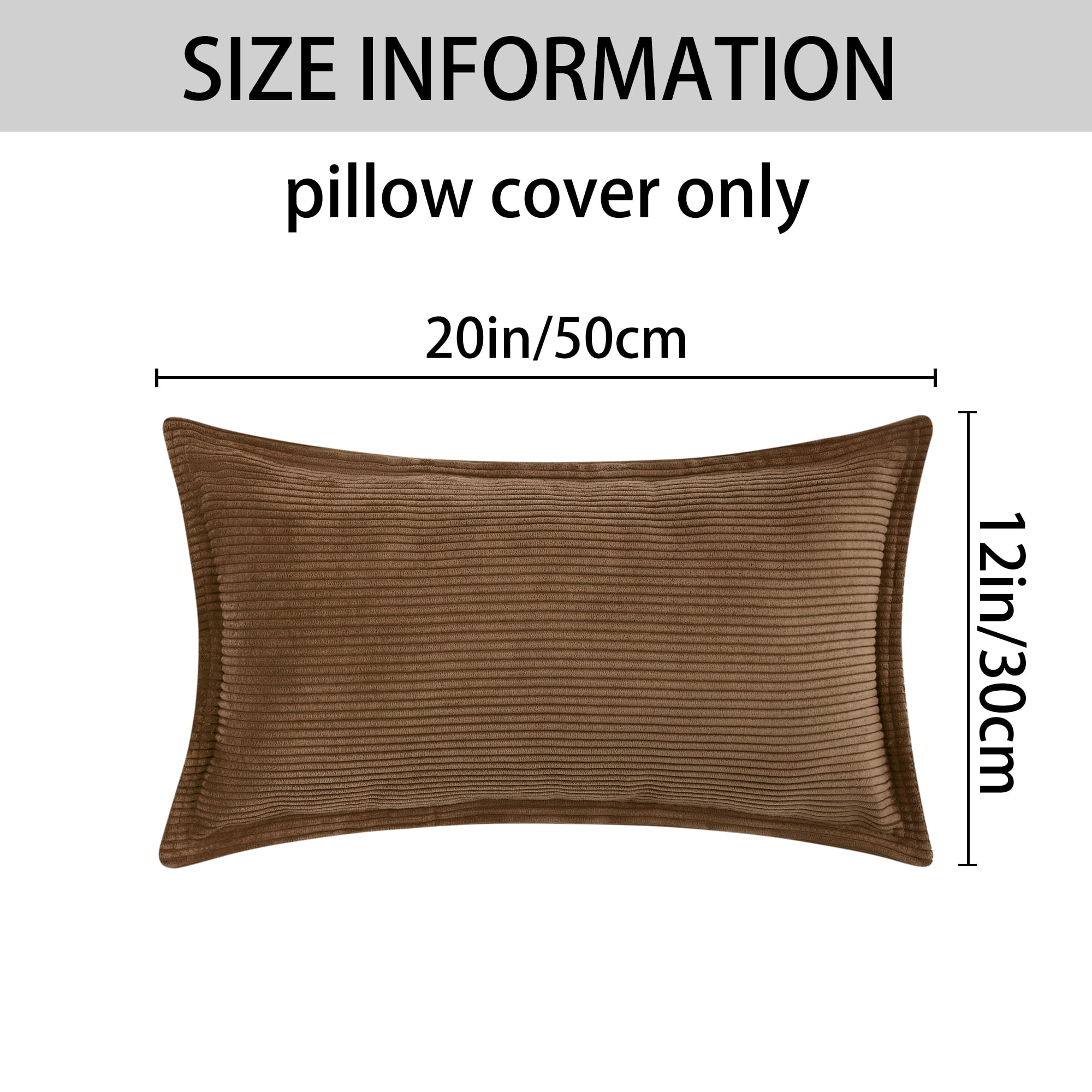 Unique Bargains 2Pcs Decorative Throw Pillow Covers for Couch Bed Brown 12" x 20"