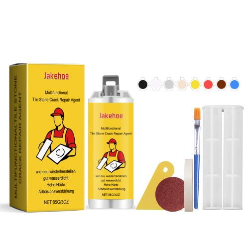 Kit de Reparación de Grietas para Azulejos Jakehoe, Resina Epóxica para Mármol, Cerámica y Pisos, Incluye Kit de Aplicación Completo para Mantenimiento en Hogar y Cocina