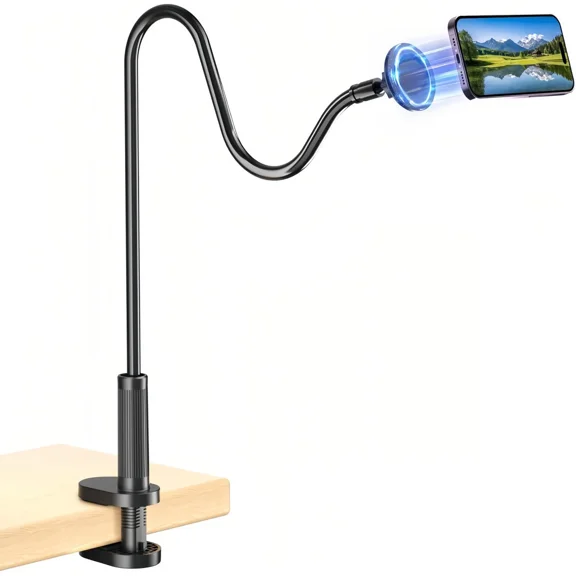 Magnetic Phone Holder For Bed Laying Down Bedside Gooseneck Stand Flexible Mount