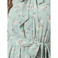 thumbnail image 5 of DARING DIVA Women's Tie Neck Chiffon Long Sleeve Belted Floral Dress M Light Green, 5 of 6