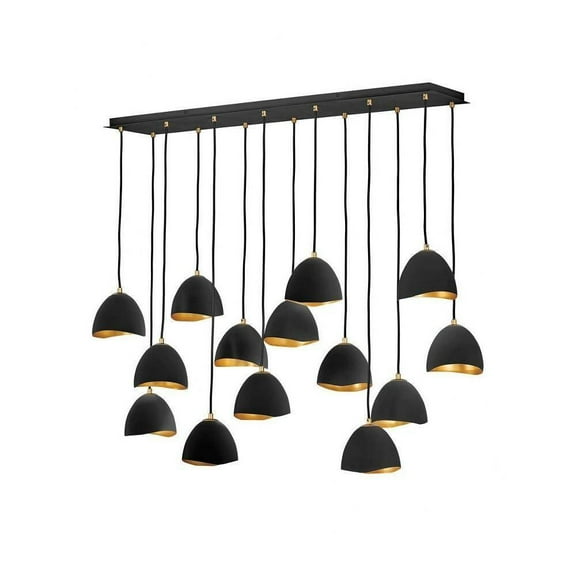Modern Industrial Fourteen Light Chandelier-Shell Black Finish Bailey Street Home 81-Bel-4160171