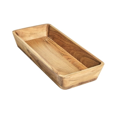 Better Homes & Gardens- Acacia Wood Oval Serving Bowl, Natural Finish Brown