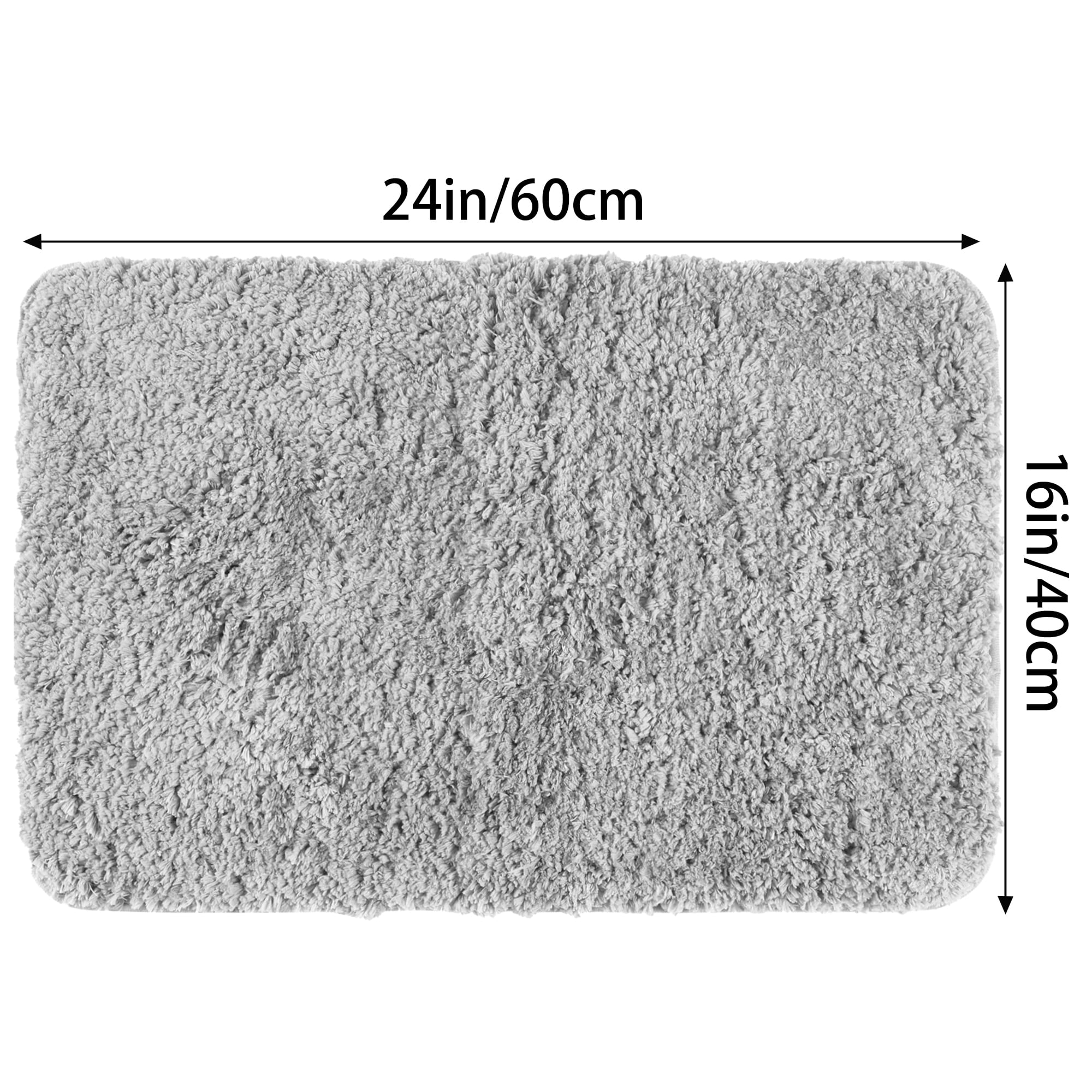 Unique Bargains Non-Slip Thick Microfiber Soft Plush Bathroom Mat Quick Dry Bath Rug Grey 16"x24"