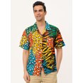 thumbnail image 2 of Lars Amadeus Camisas de retazos con botones de manga corta con estampado de leopardo de verano para hombre Multicolor L, 2 of 6