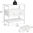 thumbnail image 2 of 27 inch Nightstand Side Table with 1 Layer of Wooden Drawers，Nightstand with Charging Station,End Table Bedside Table with USB Ports and Outlets (White), 2 of 14