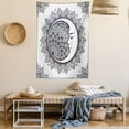 thumbnail image 2 of Zodiac Tapestry, Intricate Boho Ethnic Mandala Form with Crescent Moon Foreground Alchemy Symbol, Wall Hanging for Bedroom Living Room Dorm Decor, 40W X 60L Inches, Dark Blue White, by Ambesonne, 2 of 5