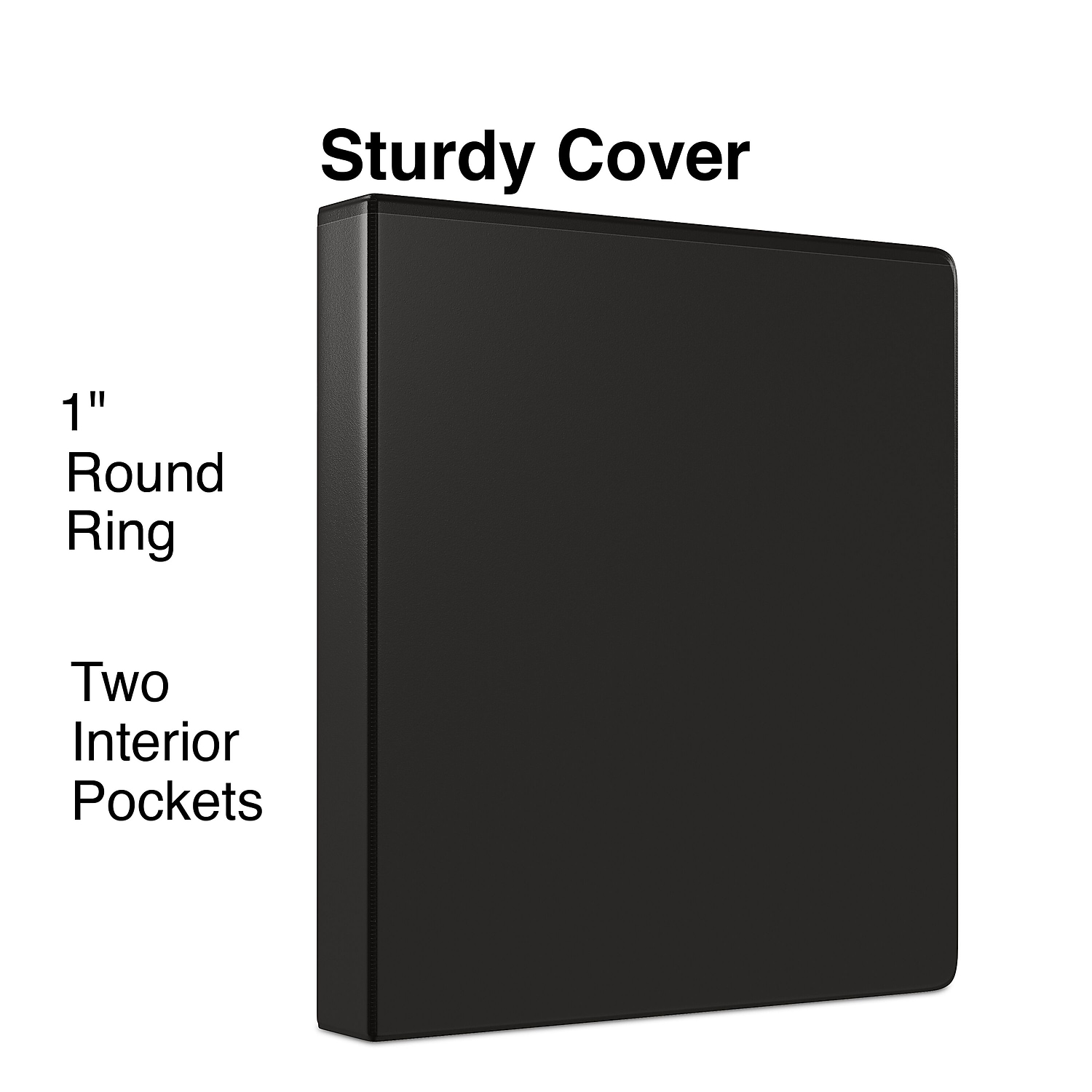 Staples 1" Simply View Binders with Round Rings Black 12/Pack 23733/21685