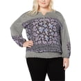 thumbnail image 1 of Style & Co. Womens Paisley-Print Peasant Blouse, Grey, Plus Size, 1X, 1 of 1