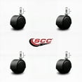 thumbnail image 2 of 2 Inch Black Metal Hood Twin Wheel Caster Nylon Wheels 3/8 Thread Stem Set of 4, 2 of 2