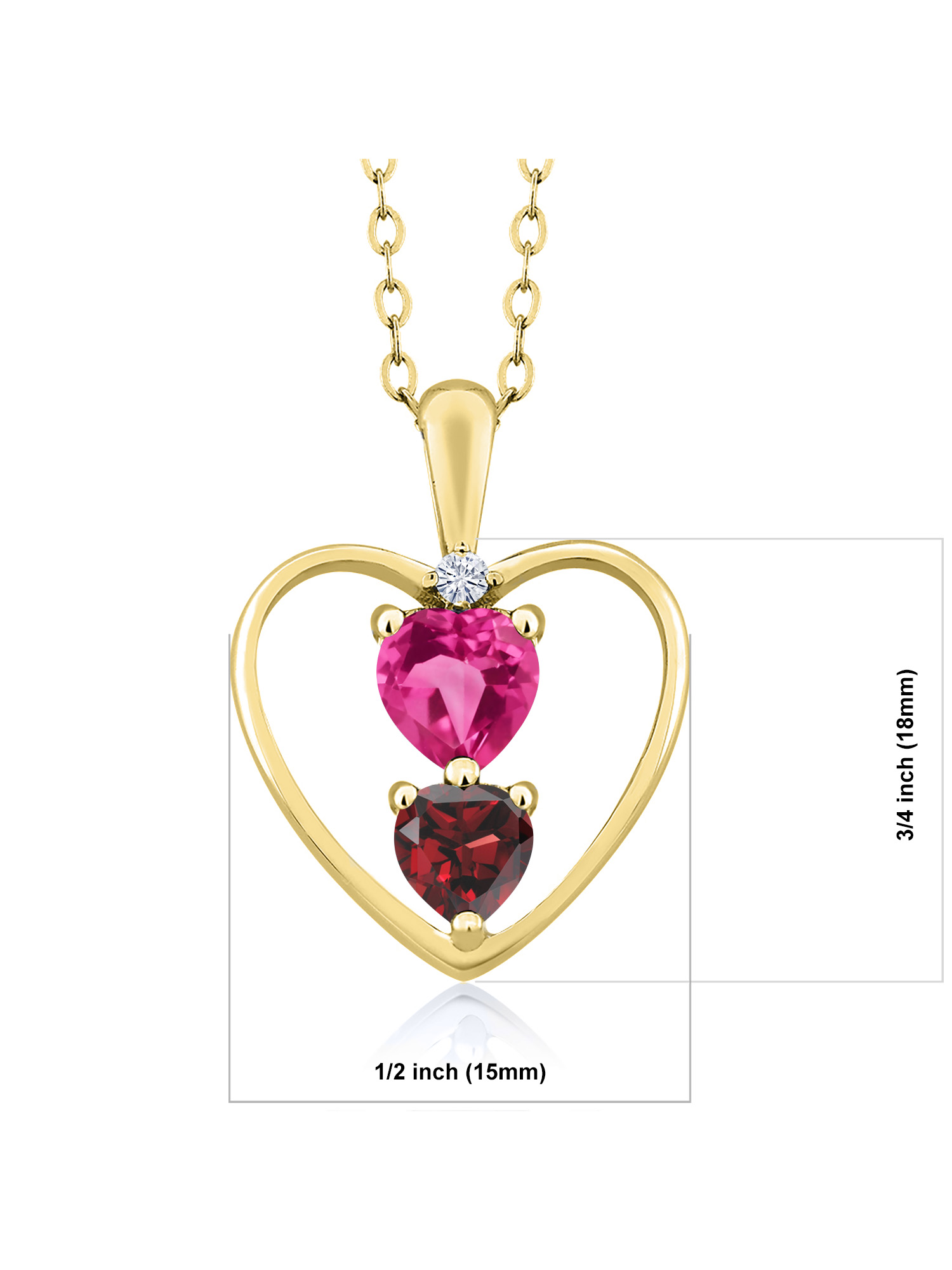 18K Yellow Gold Plated Silver Pink Created Sapphire Red Garnet and ...