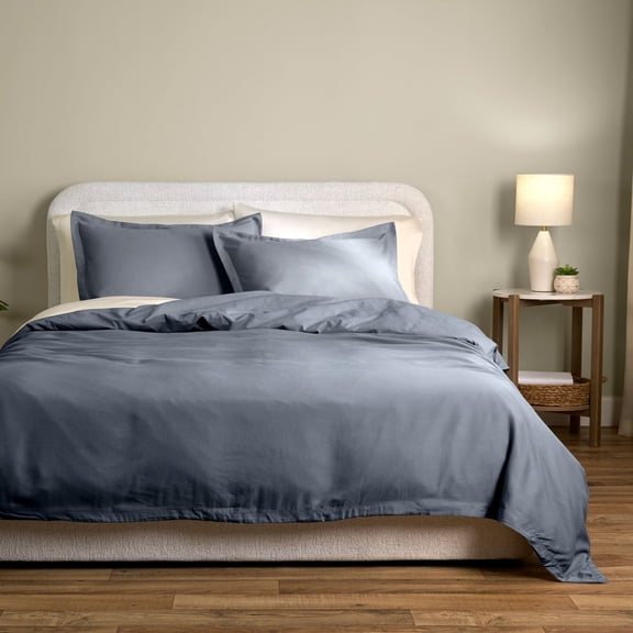 Allswell Full/Queen Duvet Cover Set, Tencel Lyocell, 3-Piece, Grey Shark
