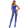 thumbnail image 2 of Fimkaul Women's Lingerie Bodysuit Mesh Hollow Fishnet BabyDoll Underwear Nightwear Overalls Blue, 2 of 5