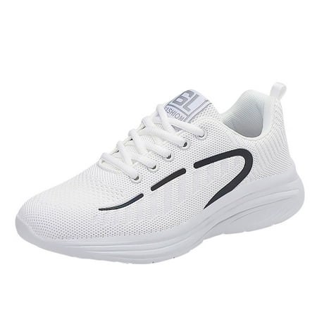 

GNEIKDEING able Autumn Women Sports Flat Bottom Lightweight Mesh Breathable Lace Up Comfortable Solid Color Simple Design Gift on Clearance