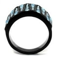 thumbnail image 3 of IP Black(Ion Plating) Stainless Steel Ring with Top Grade Crystal in Sea Blue for Women Sea Blue Stone Color Style TK2198 Size 7, 3 of 4