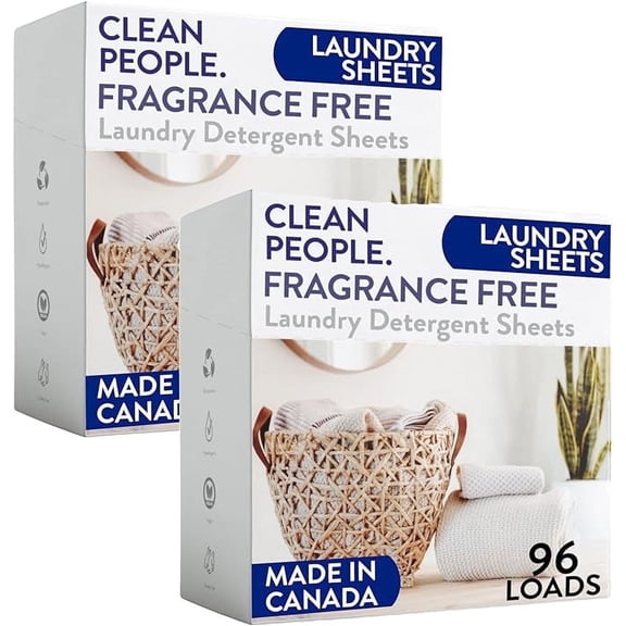 Clean People Laundry Detergent Sheets - Clean Ingredients, No Plastic Jug - Fragrance Free, 192 Pack
