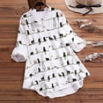 thumbnail image 2 of Blusa tipo camisa para mujer, casual, con estampado de gato, manga larga, 2 of 4