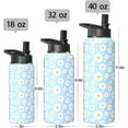 thumbnail image 5 of 32oz Daisy Water Bottles with Flip Straw & Spout Lid, Double Wall Stainless Steel Travel Sport Bottle, Blue Gym Gifts for Women Men (1PC), 5 of 6