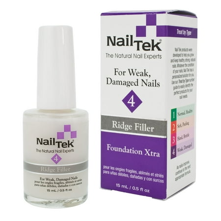 Nail Tek .5oz Ridge Filler 4 Foundation Xtra Base Coat for Weak Damaged Nails, CLEAR,