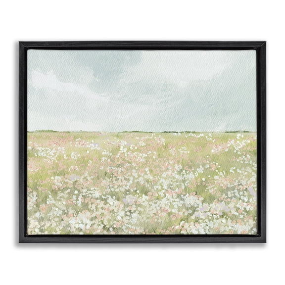 Stupell Industries Traditional Budding Field Scenery Black Floating Frame Canvas Art, 21 x 17, by Leah Straatsma