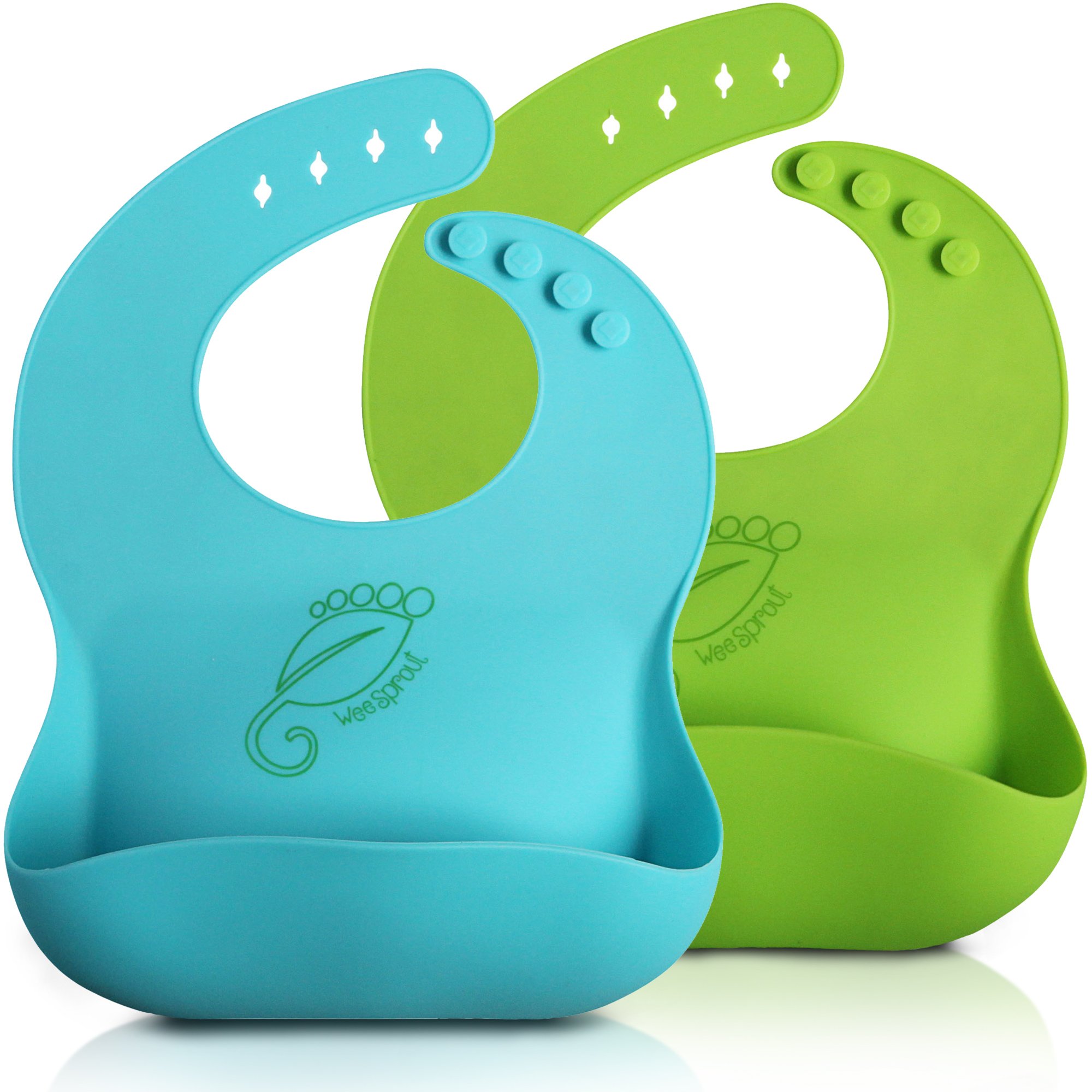 Waterproof Silicone Baby Bibs for Toddlers with Toddlers Training Spoon FDA Approved Cyan Oil Proof Easy Clean Comfort-Fit Fabric Neck