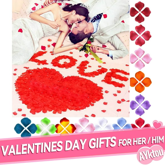 AYktou 1000 PCS Dark-Red Artificial Silk Rose Petals for Valentine's Day,Romantic Night,Wedding,Proposal Anniversary Flower Decorations