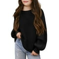 thumbnail image 4 of GYRATEDREAM Girls Crewneck Sweaters Kids Fall Long Sleeve Cute knit Pullover Shirts Tops for 7-14Y Black, 4 of 9