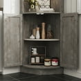 thumbnail image 3 of Vabches Farmhouse 64.8" Tall Corner Cabinet with 4 Doors and 5 Storage Shelves, Corner Storage Cabinet for Kitchen, Living Room, Grey, 3 of 9
