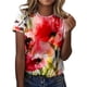 thumbnail image 1 of Gibobby Casual Playera de Manga Corta para Mujer Mujeres Casual Túnica Top Camisa Cuello redondo Top Floral Impreso Camisas Manga corta Camiseta Top Blusa(Rojo,XL), 1 of 3