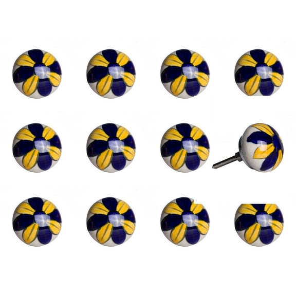 Knob-It Vintage Cabinet Drawer Knobs 12-Piece Hand Painted 22 Inch Bohemian Charm