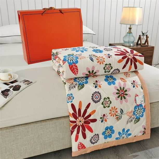 Manta térmica de algodón, ideal para el dormitorio, ideal para viajes de verano, con disipación de calor, lavable a máquina.