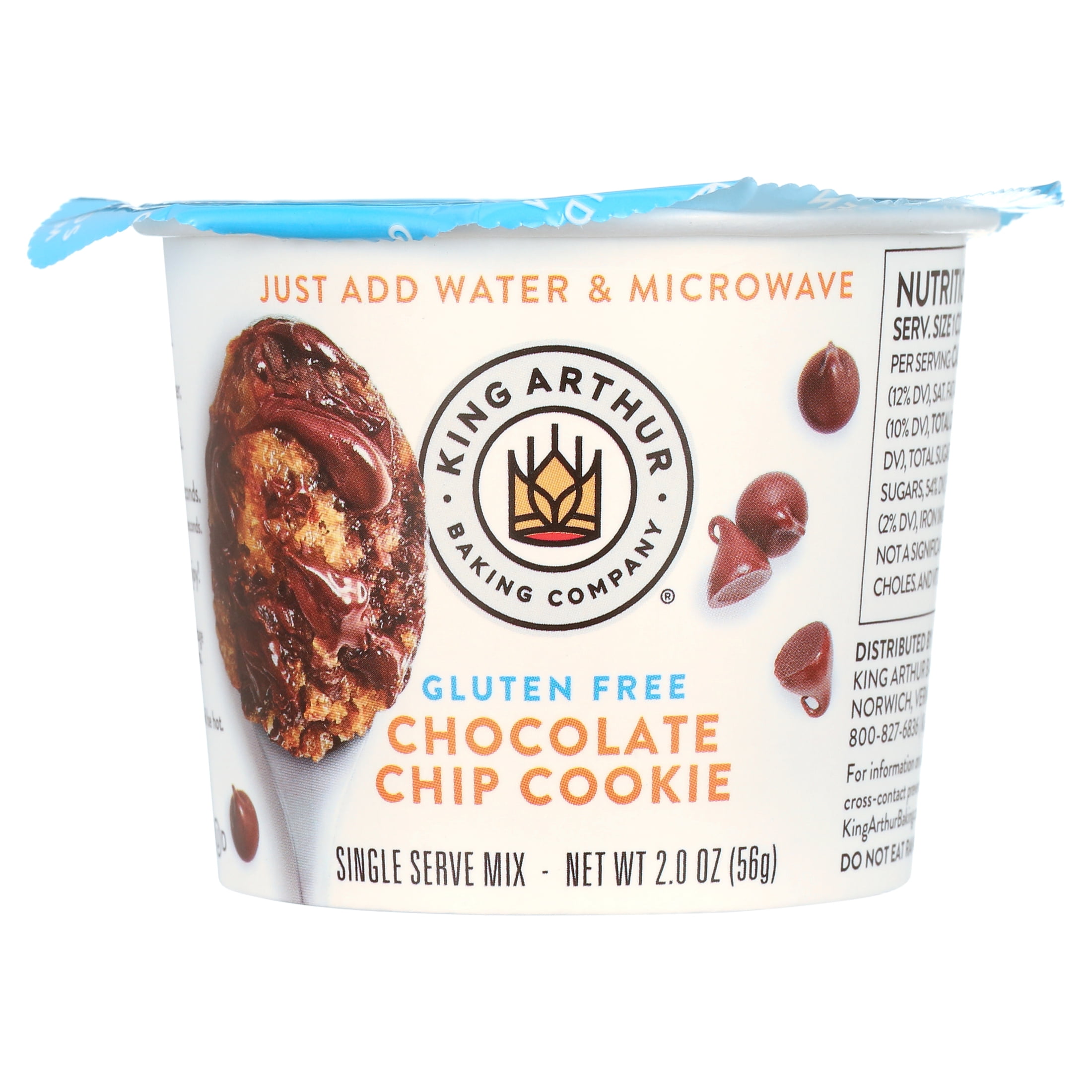 (3 pack) King Arthur Baking Company, Non-GMO Gluten Free Chocolate Chip Cookie Single Serve Mix Dessert Cups, 2 oz