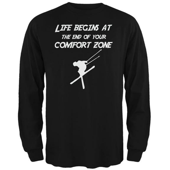 Comfort Zone Skiing Black Adult Long Sleeve T-Shirt - Small