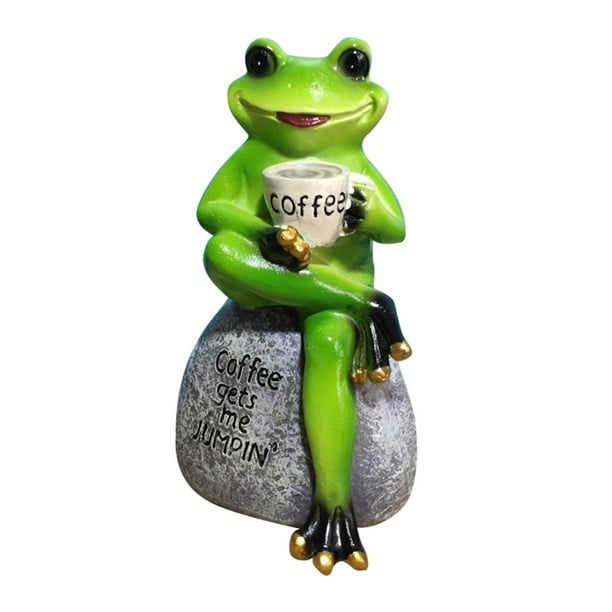 3D Creative Frog Decor, Lady Frog Figurine Holding a Cocktail, Novelty  Animal Frog Statue Resin Ornament for Home Office Desk Decoration